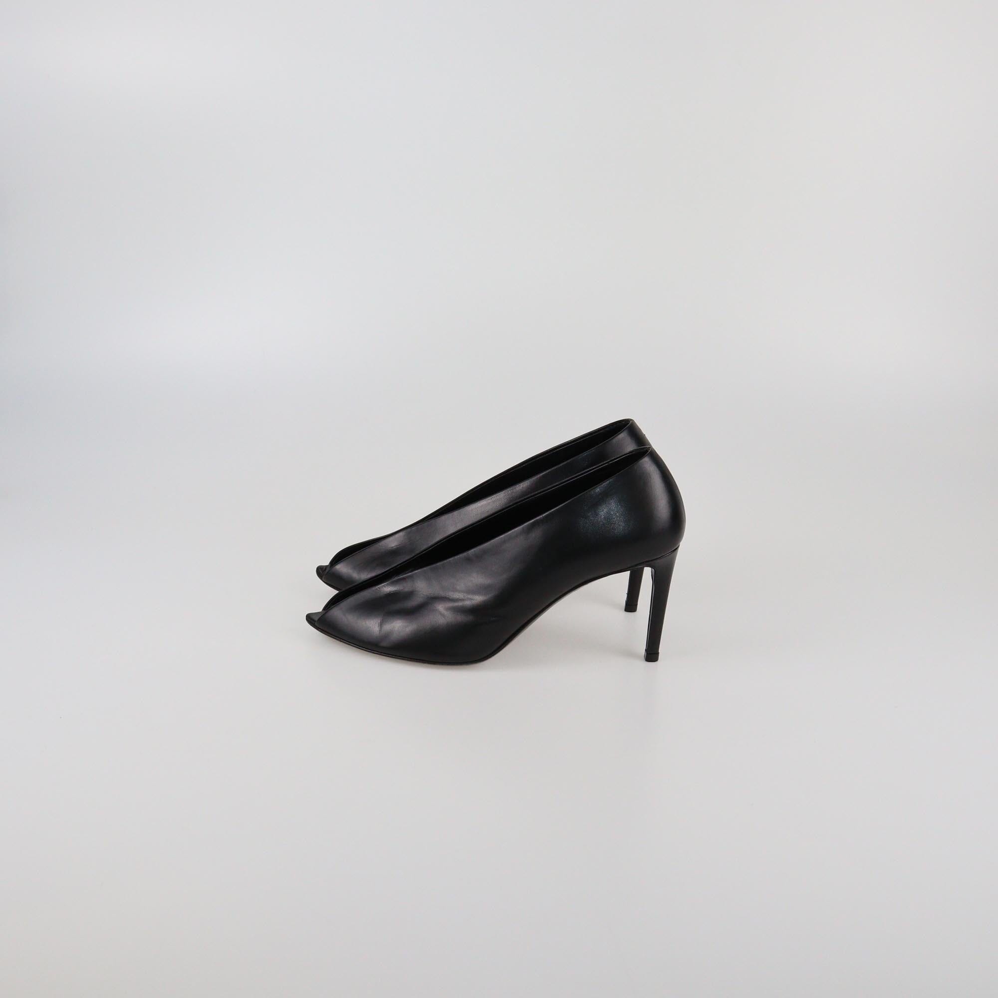Balenciaga Black Open Peep Toe Pumps Womens Balenciaga 