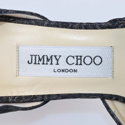 Jimmy Choo Black Brocade Fabric Bow Sandals