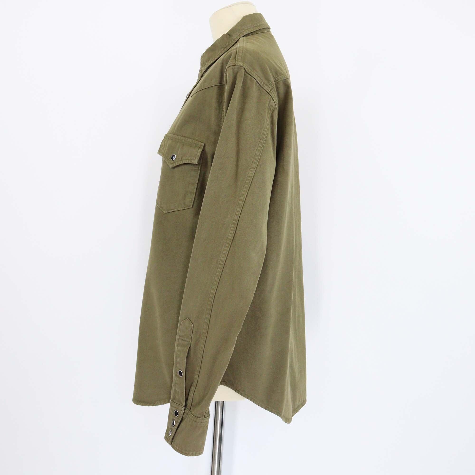 Saint Laurent Military Green Denim Long Sleeve Shirt Womens Saint Laurent 
