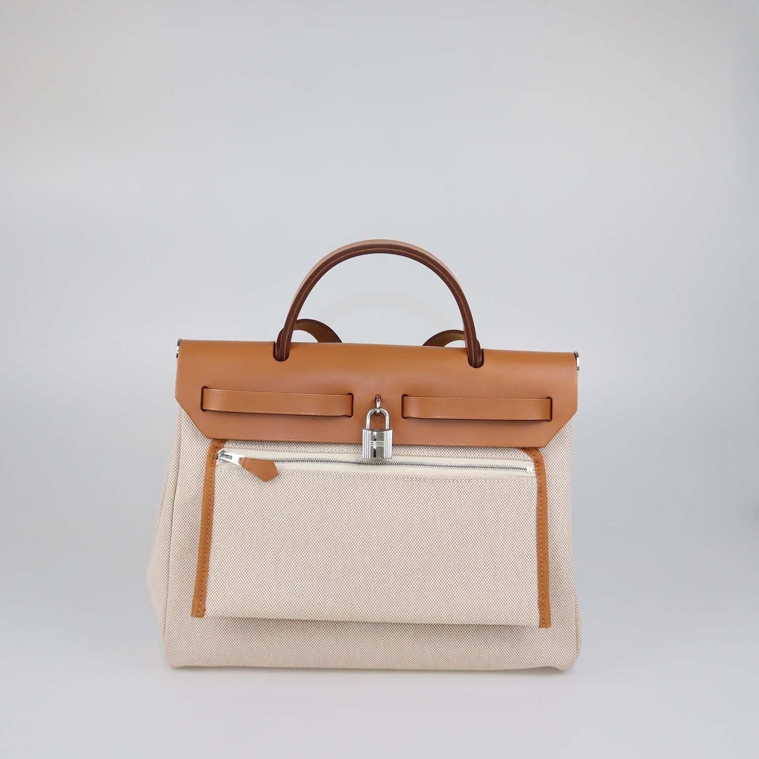 Hermes Ecru Beige/Natural Canvas and Vache Hunter Pegase Pop Herbag Zip 31 Bag
