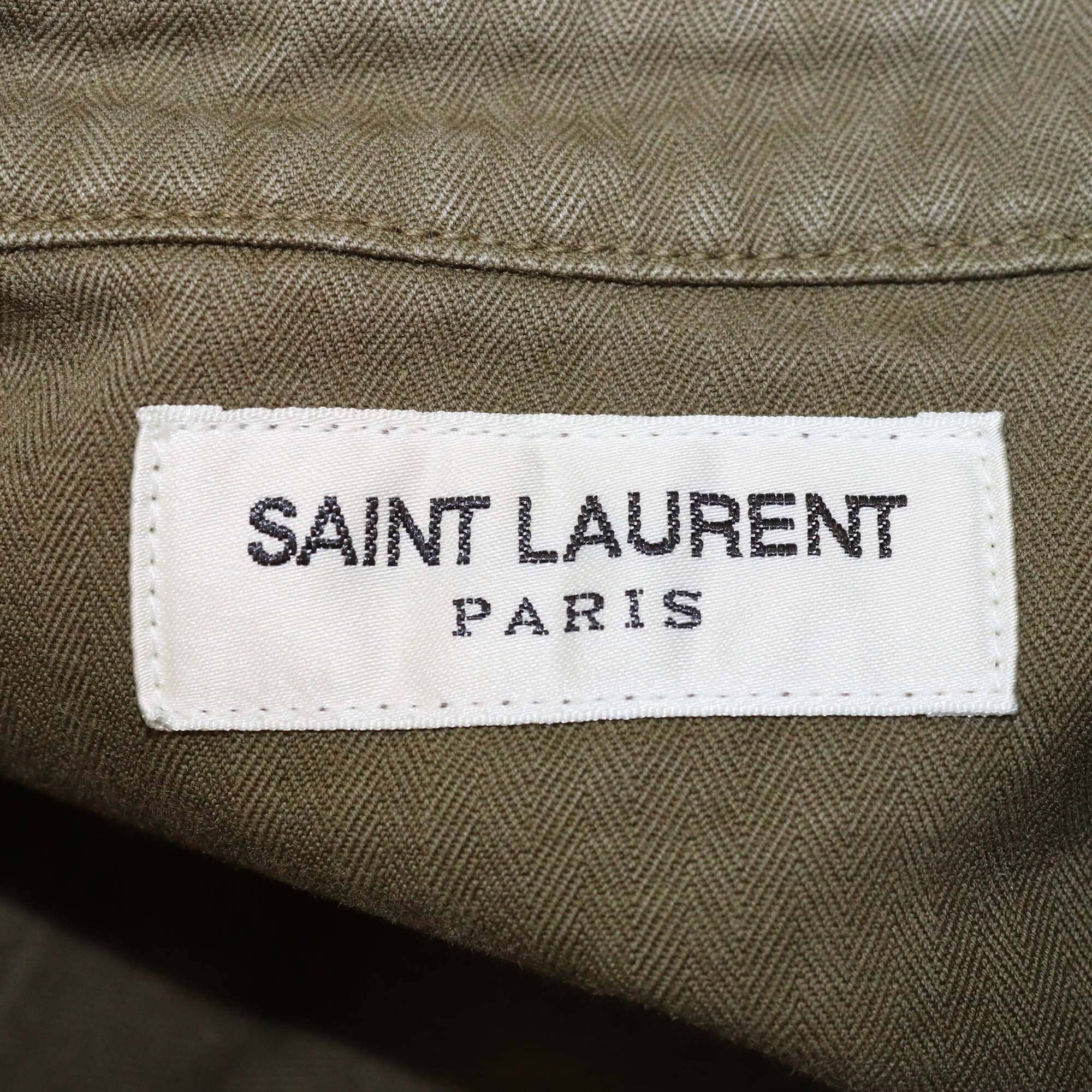 Saint Laurent Military Green Denim Long Sleeve Shirt Womens Saint Laurent 
