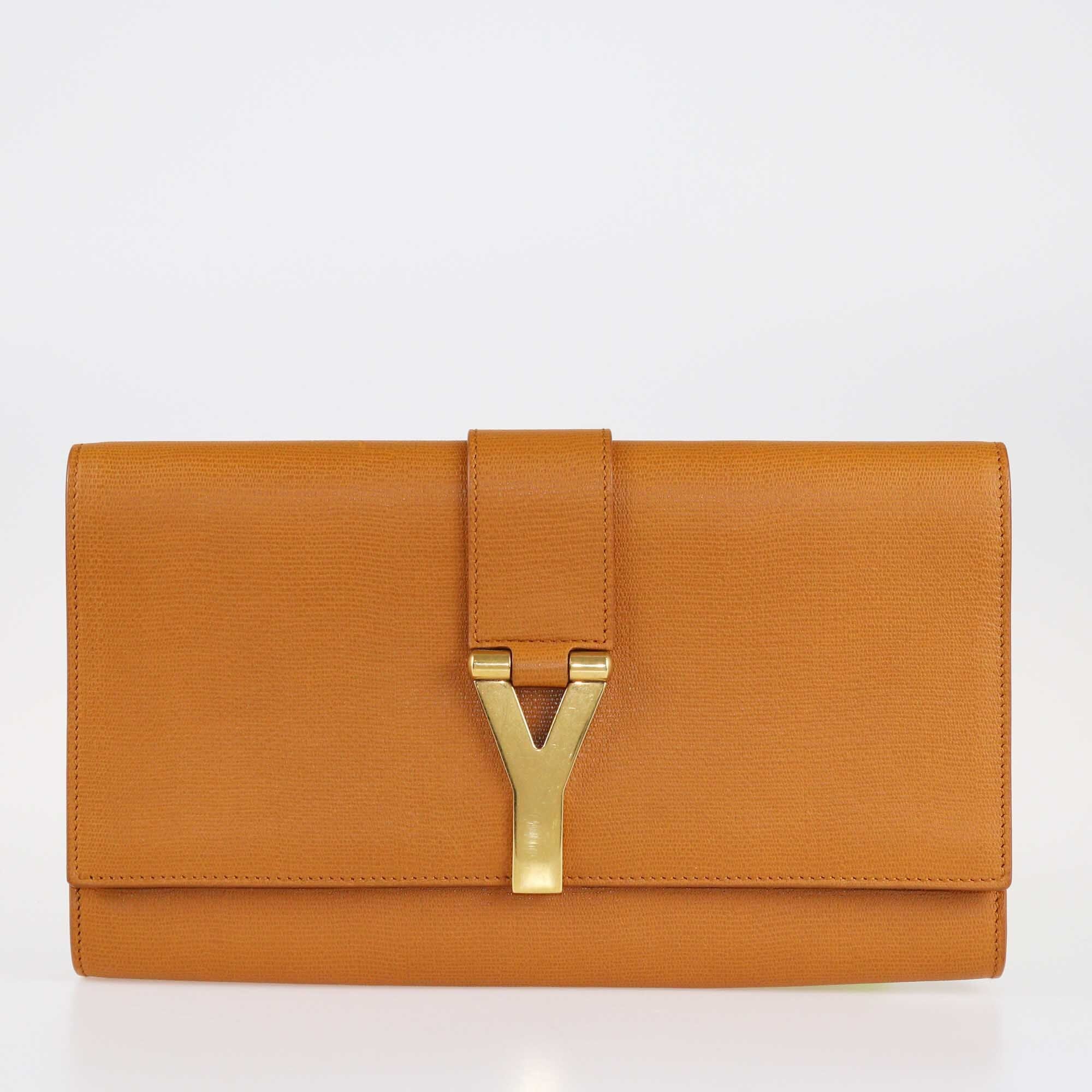 Yves Saint Laurent Brown Y-Ligne Clutch Bags Yves Saint Laurent 