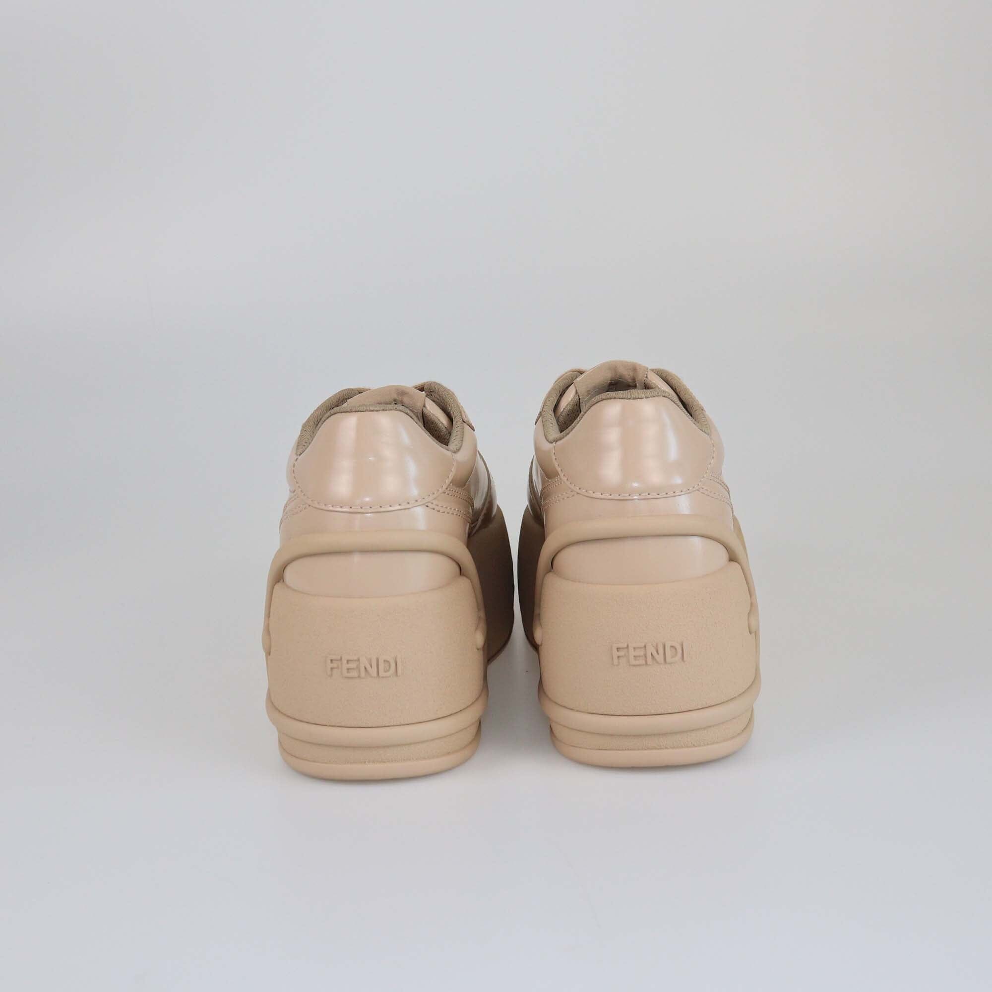 Fendi Beige Platform Sneakers Womens Fendi 