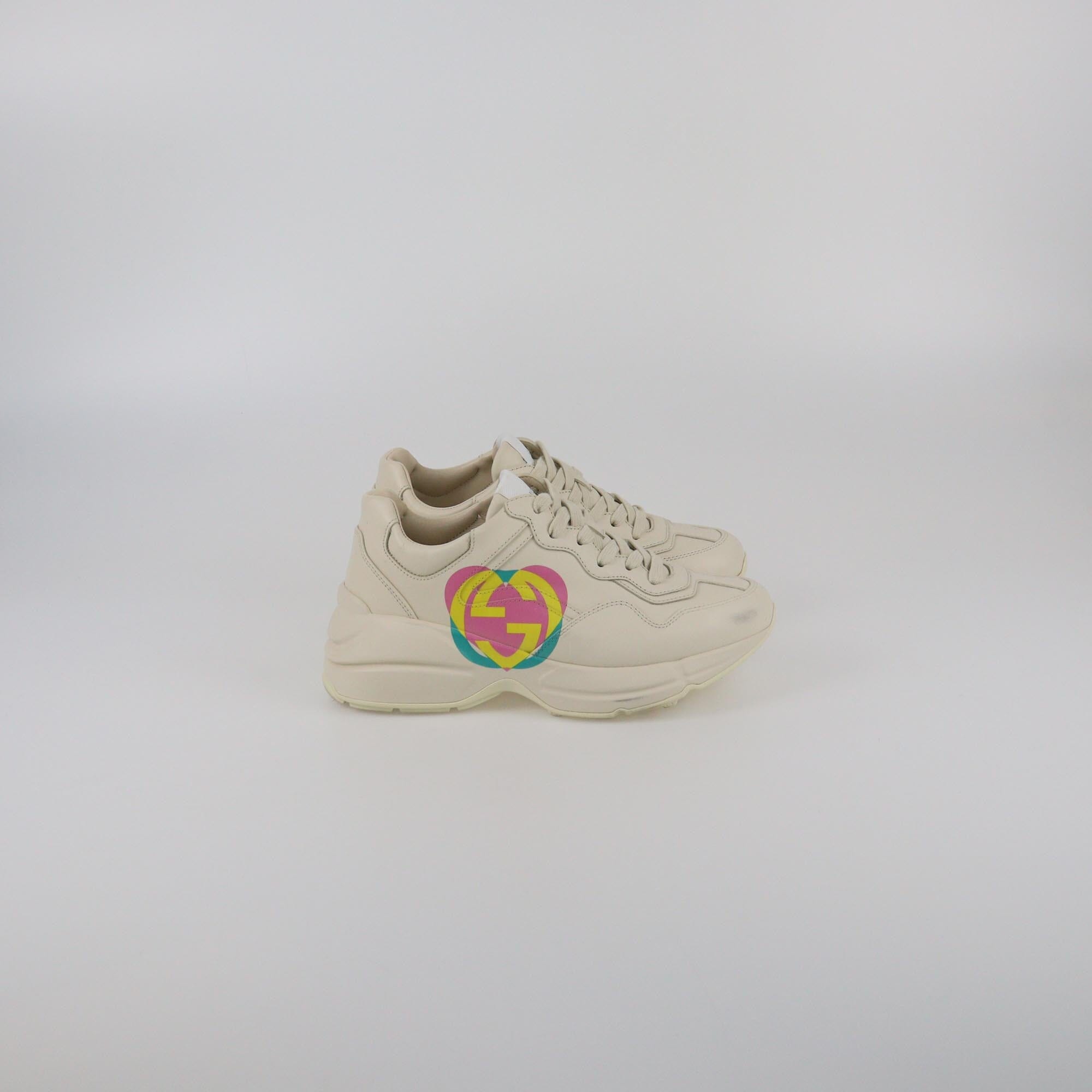 Gucci Ivorie GG Heart Rython Sneaker Womens Gucci 