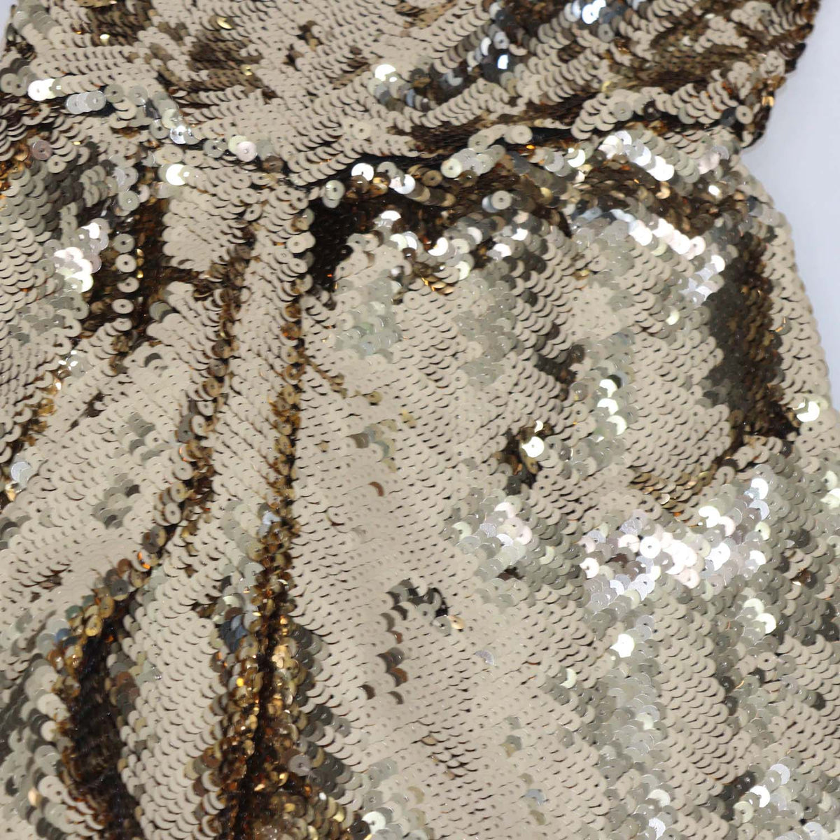 Nadine Merabi Gold Sequins Symmetric Draped One Shoulder Mini Dress