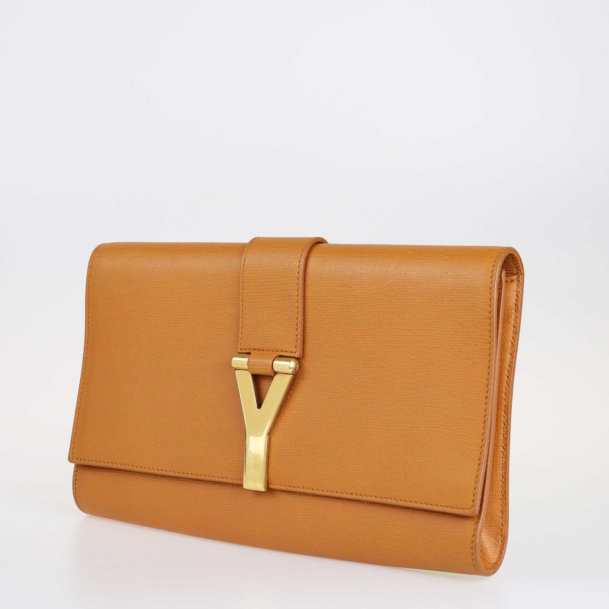 Yves Saint Laurent Brown Y-Ligne Clutch Bags Yves Saint Laurent 