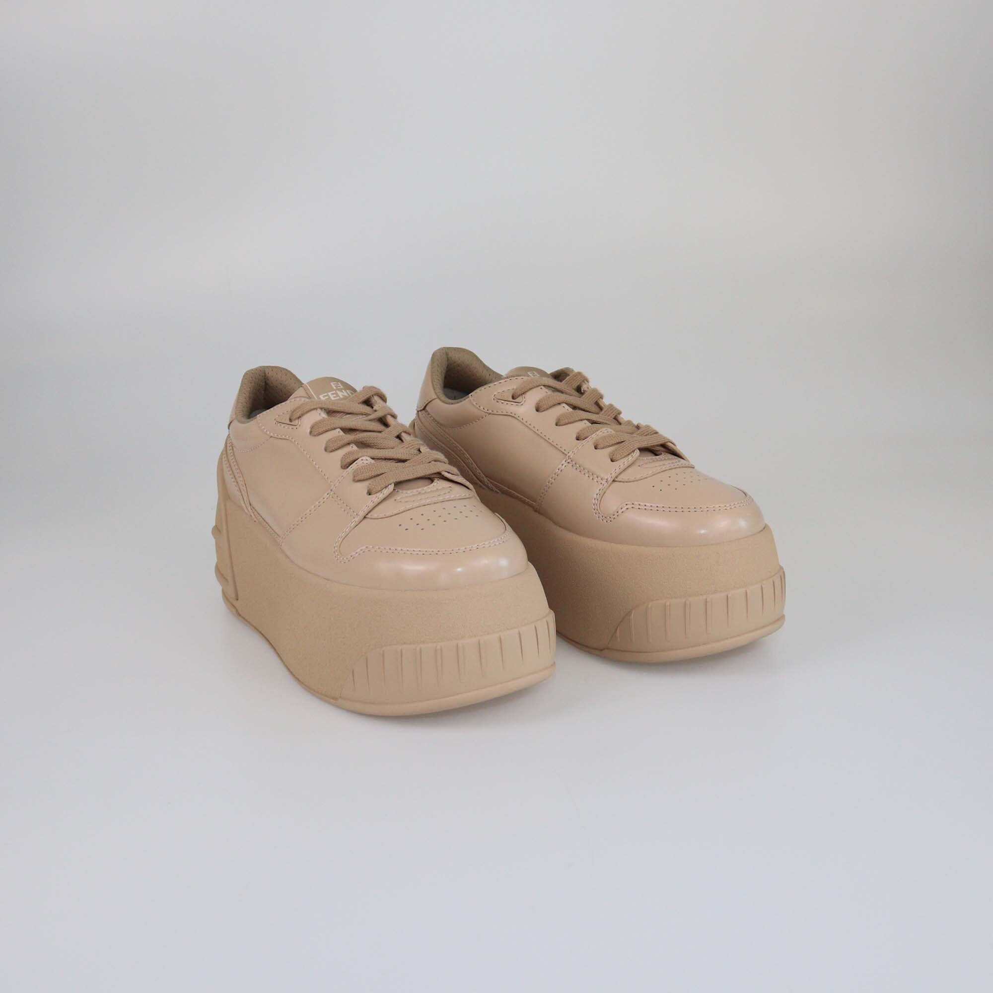 Fendi Beige Platform Sneakers Womens Fendi 