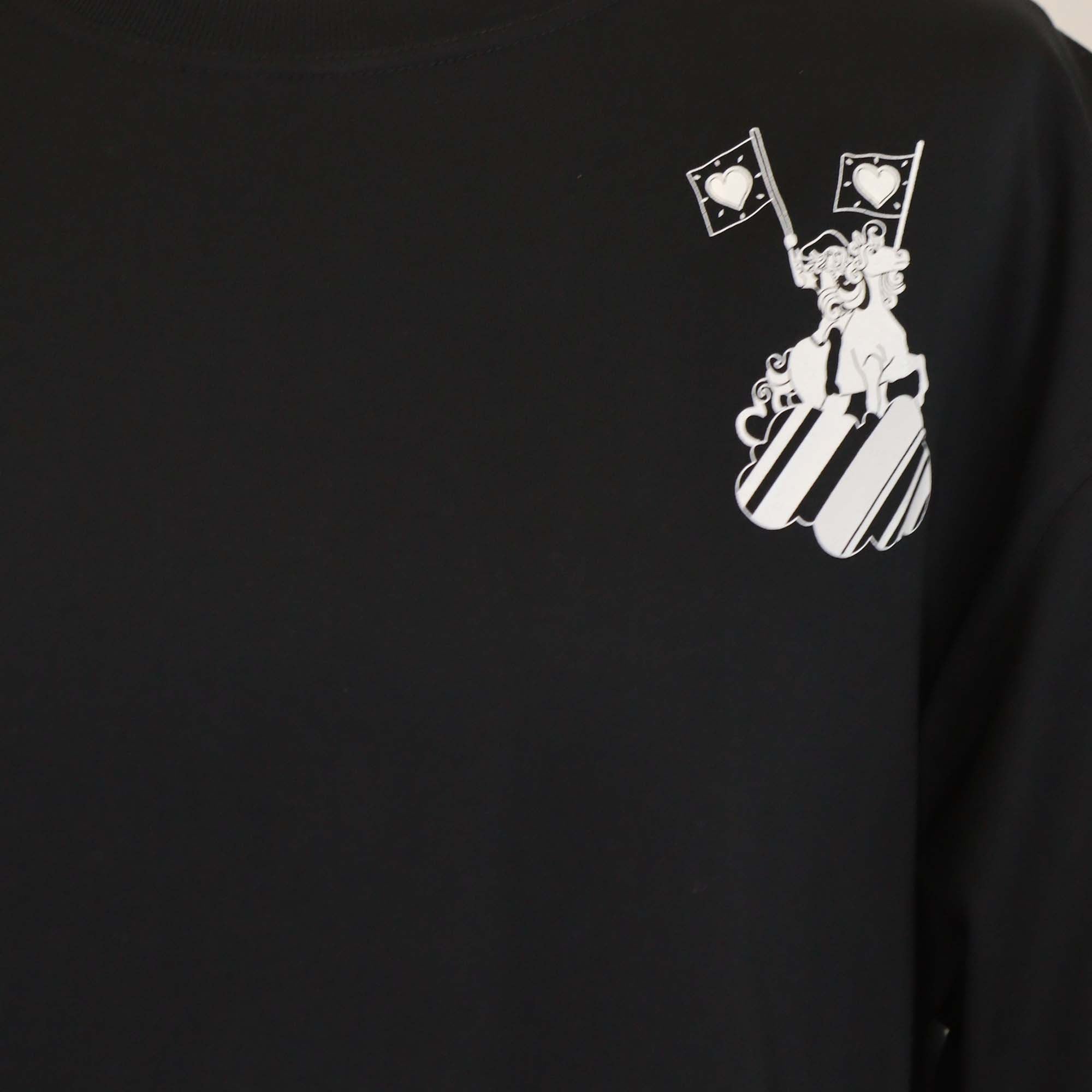 Hermes Black Cotton Faubourg Rainbow Print Crew Neck T Shirt