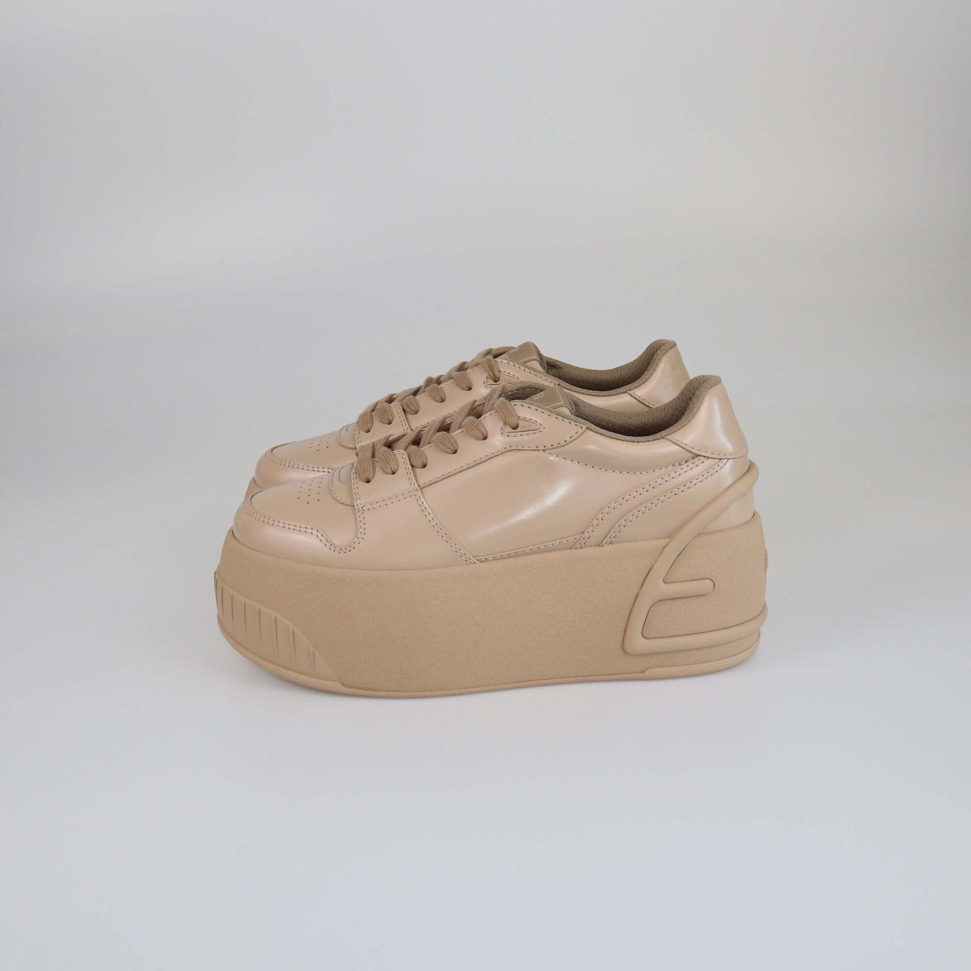 Fendi Beige Platform Sneakers Womens Fendi 