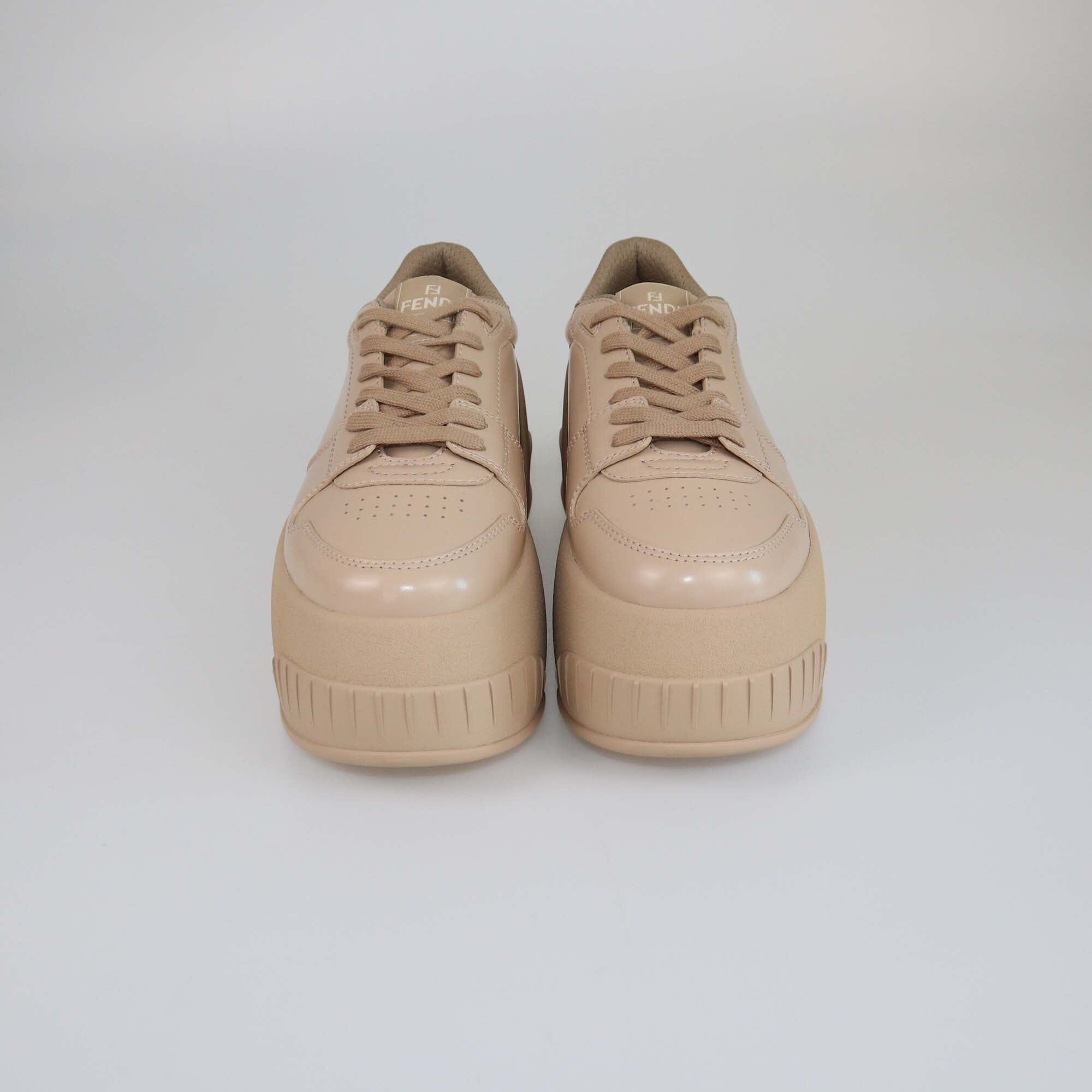 Fendi Beige Platform Sneakers Womens Fendi 