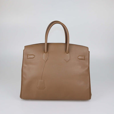 Hermes Alezan Swift Leather Shadow Birkin 35 Bag