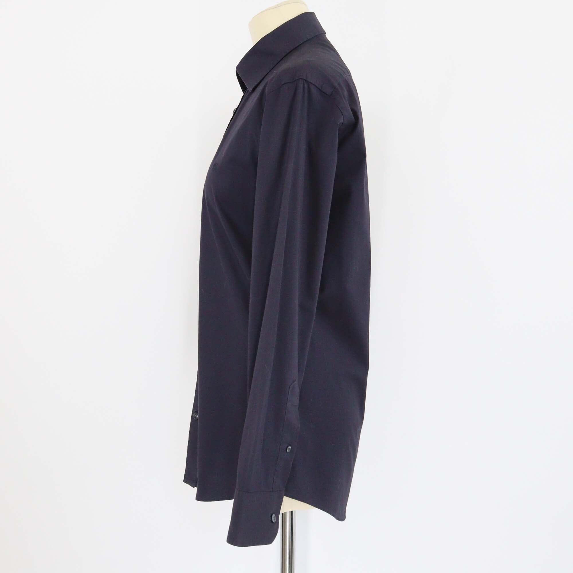 Burberry Brit Navy Blue Cotton Embroidered Logo Button Front Long Sleeve Shirt Womens Burberry Brit 