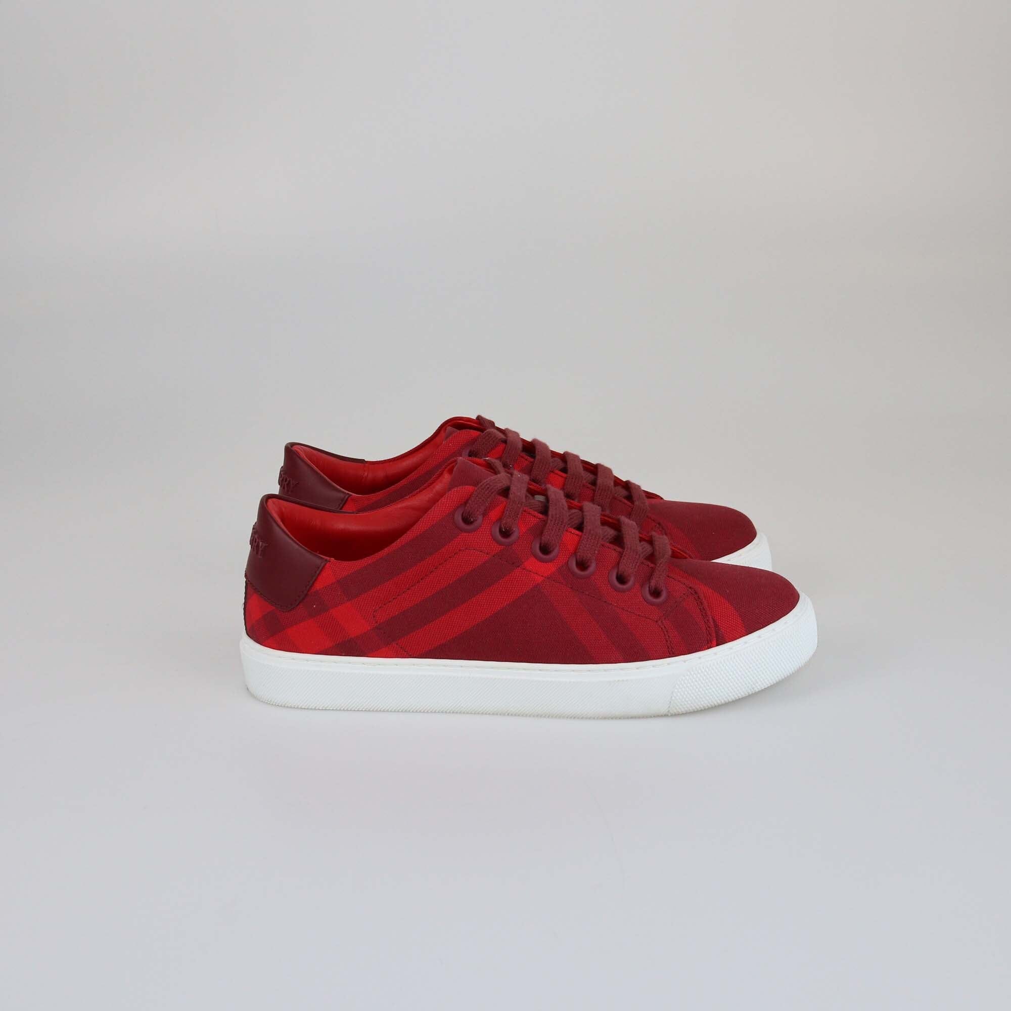 Burberry Red Check Sneakers Womens Burberry 