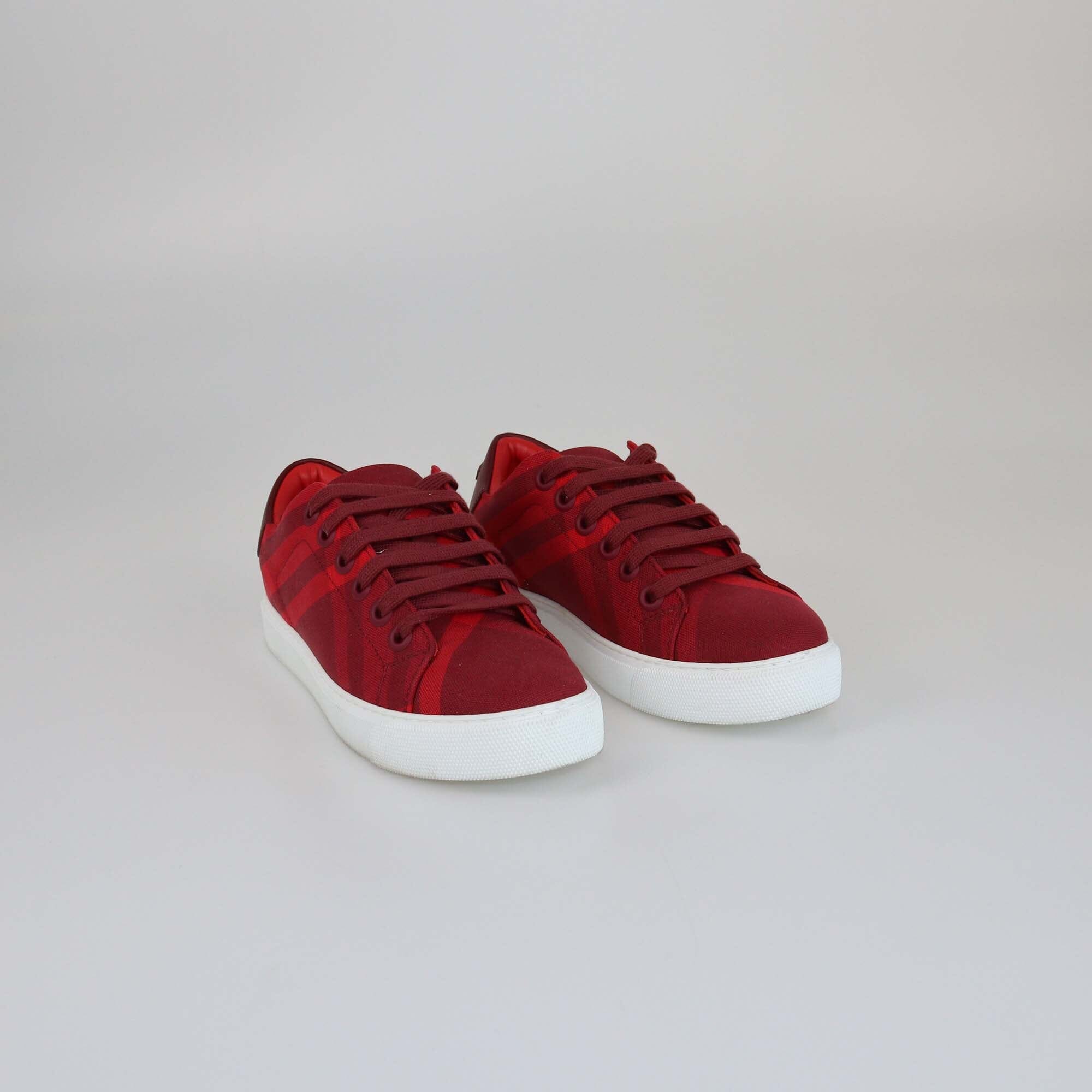 Burberry Red Check Sneakers Womens Burberry 