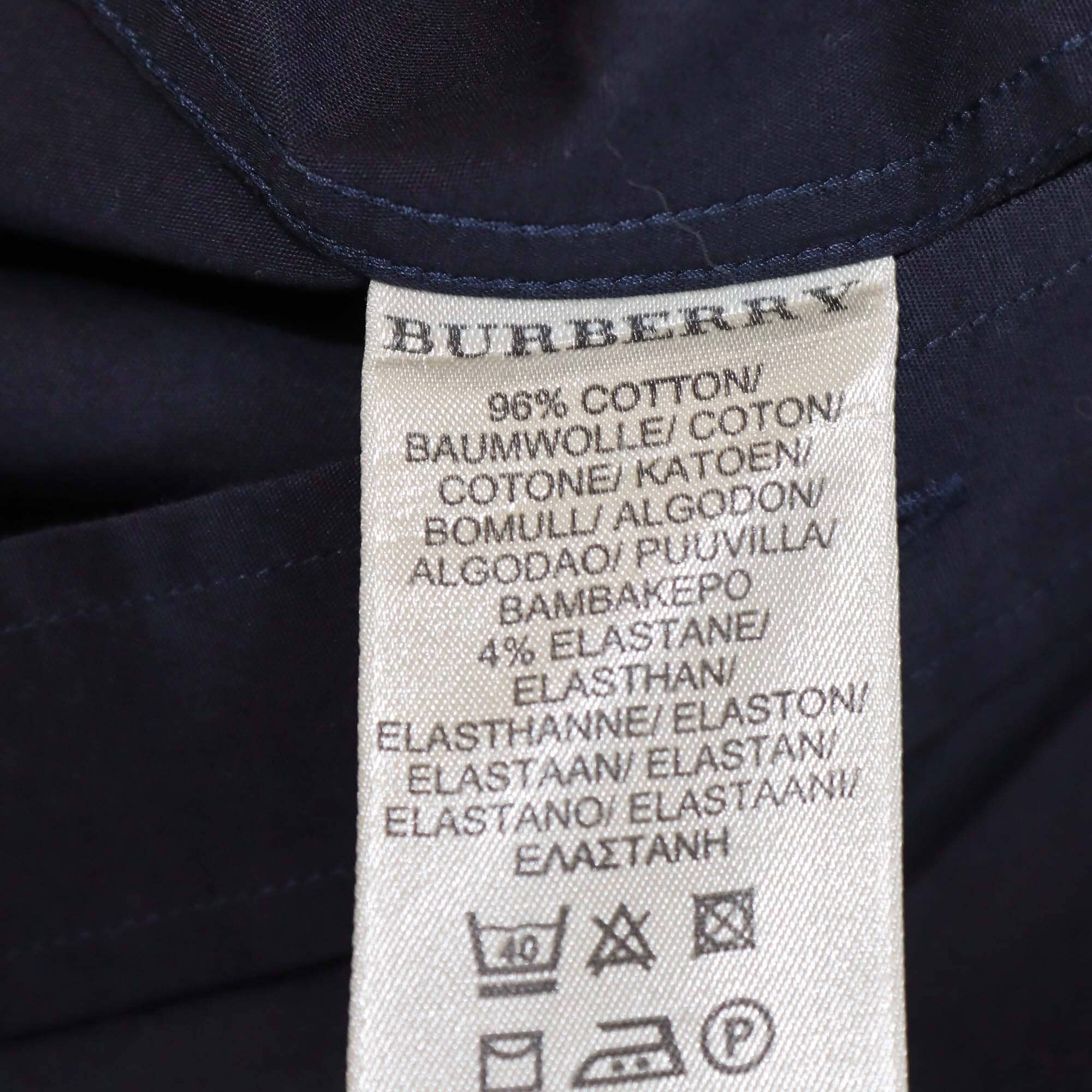 Burberry Brit Navy Blue Cotton Embroidered Logo Button Front Long Sleeve Shirt Womens Burberry Brit 