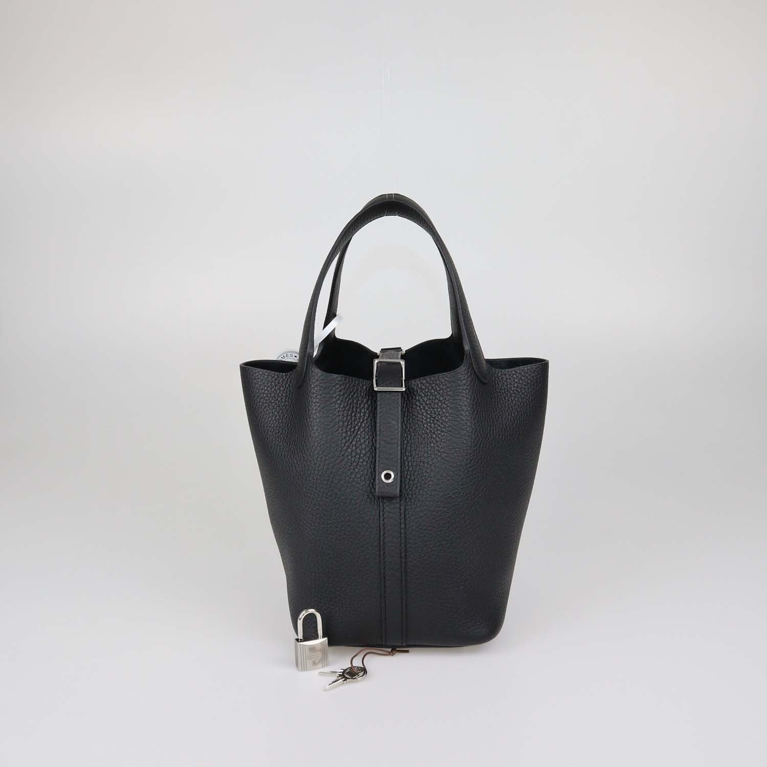 Hermes Black Clemence Leather Picotin Lock 18 Bag