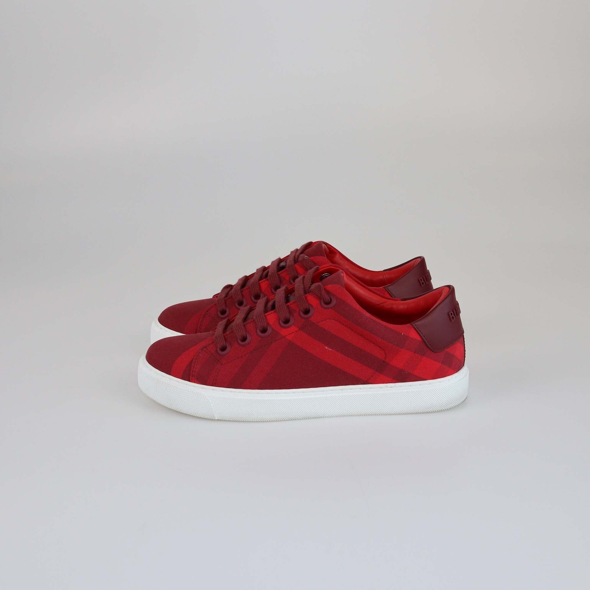 Burberry Red Check Sneakers Womens Burberry 