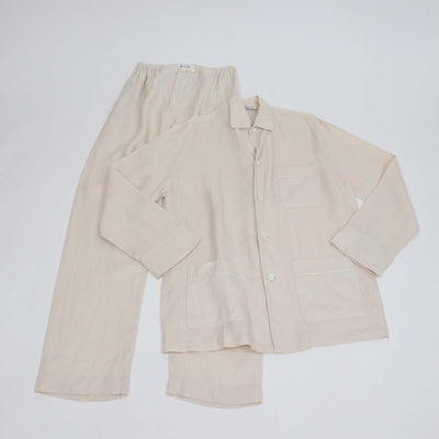 Loro Piana Clear Oyster Linen Pian Pyjamas Shirt and Britton Trousers Set