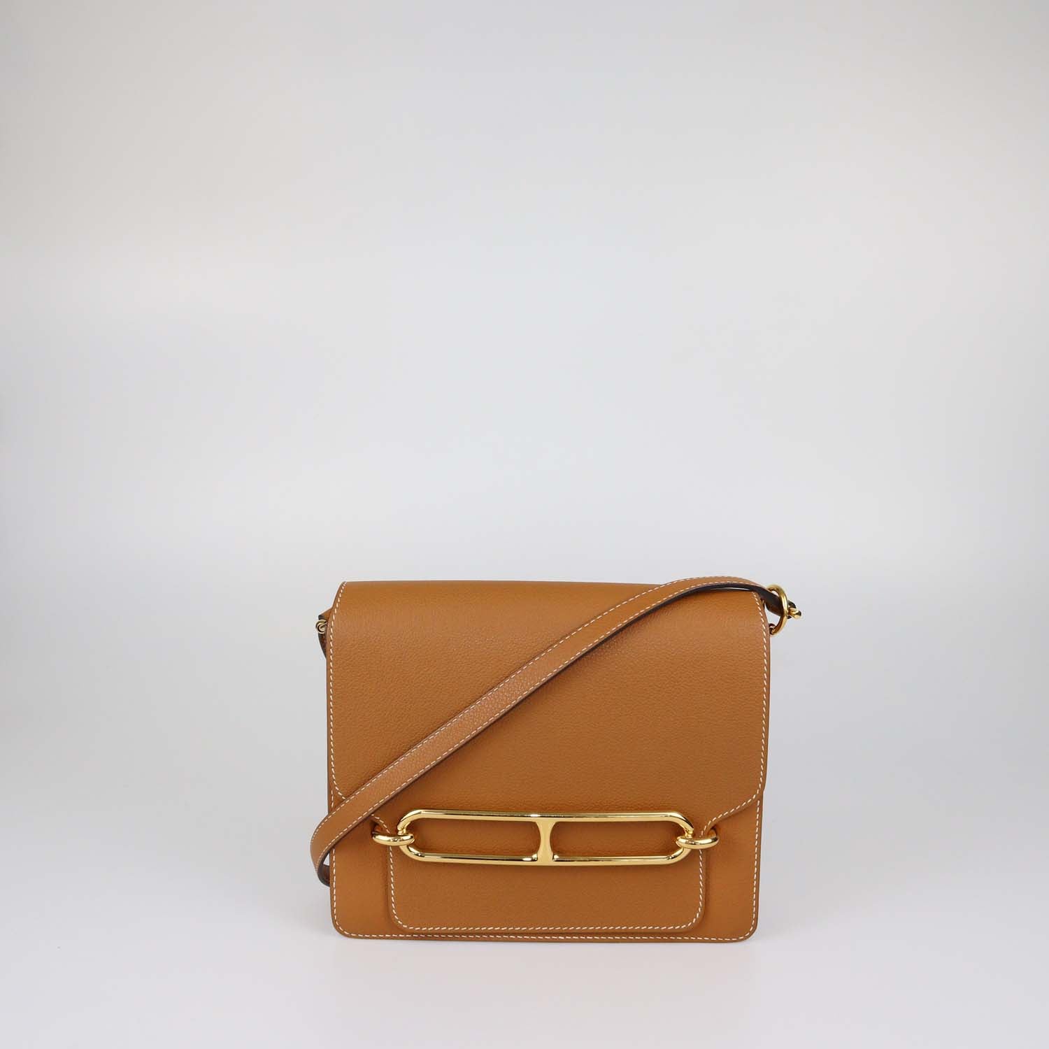 Hermes Gold Evergrain Leather Roulis 23 Bag