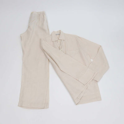 Loro Piana Clear Oyster Linen Pian Pyjamas Shirt and Britton Trousers Set