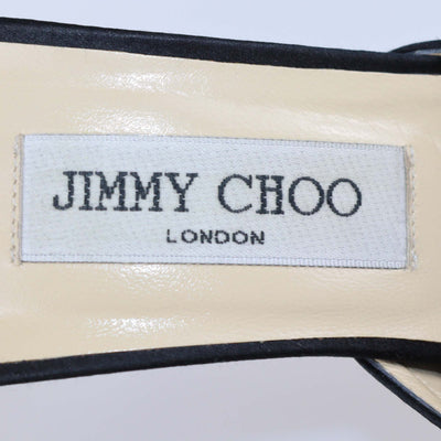 Jimmy Choo Black Satin Bow Slide Sandals