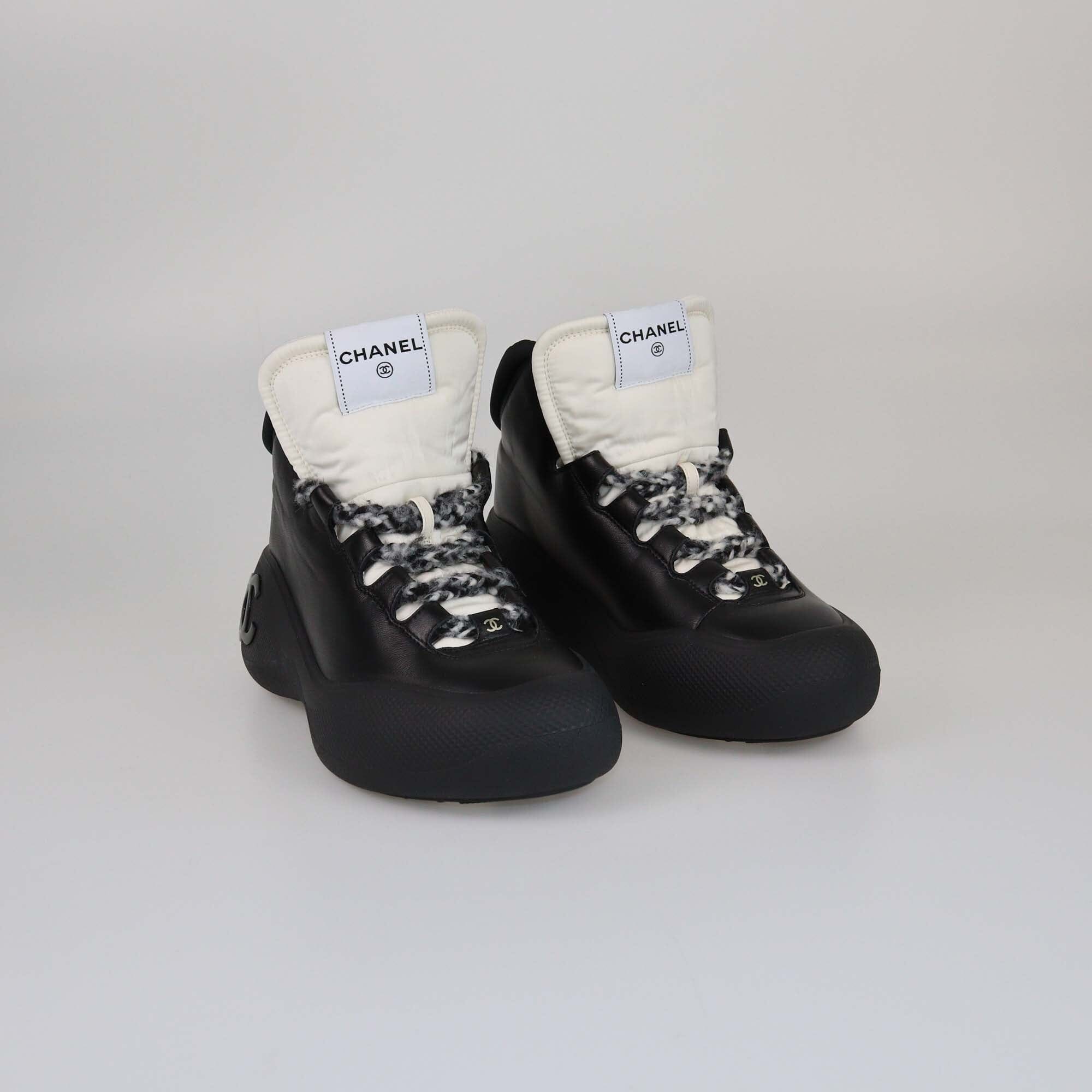 Chanel Black Coco CC Chunky High Top Sneakers Womens Chanel 