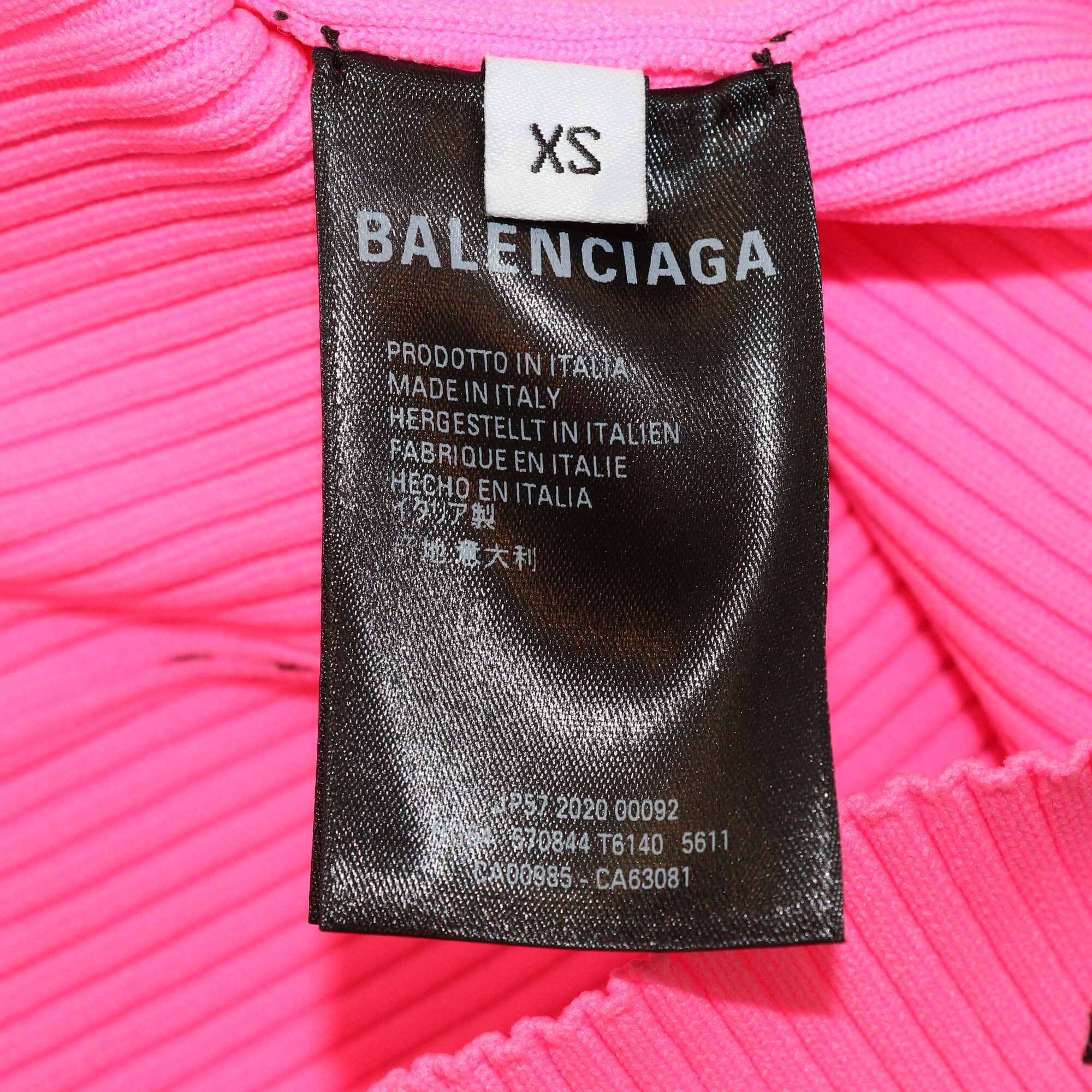 Balenciaga Neon Pink All Over Logo Polyamide Crewneck Sweater Womens Balenciaga 