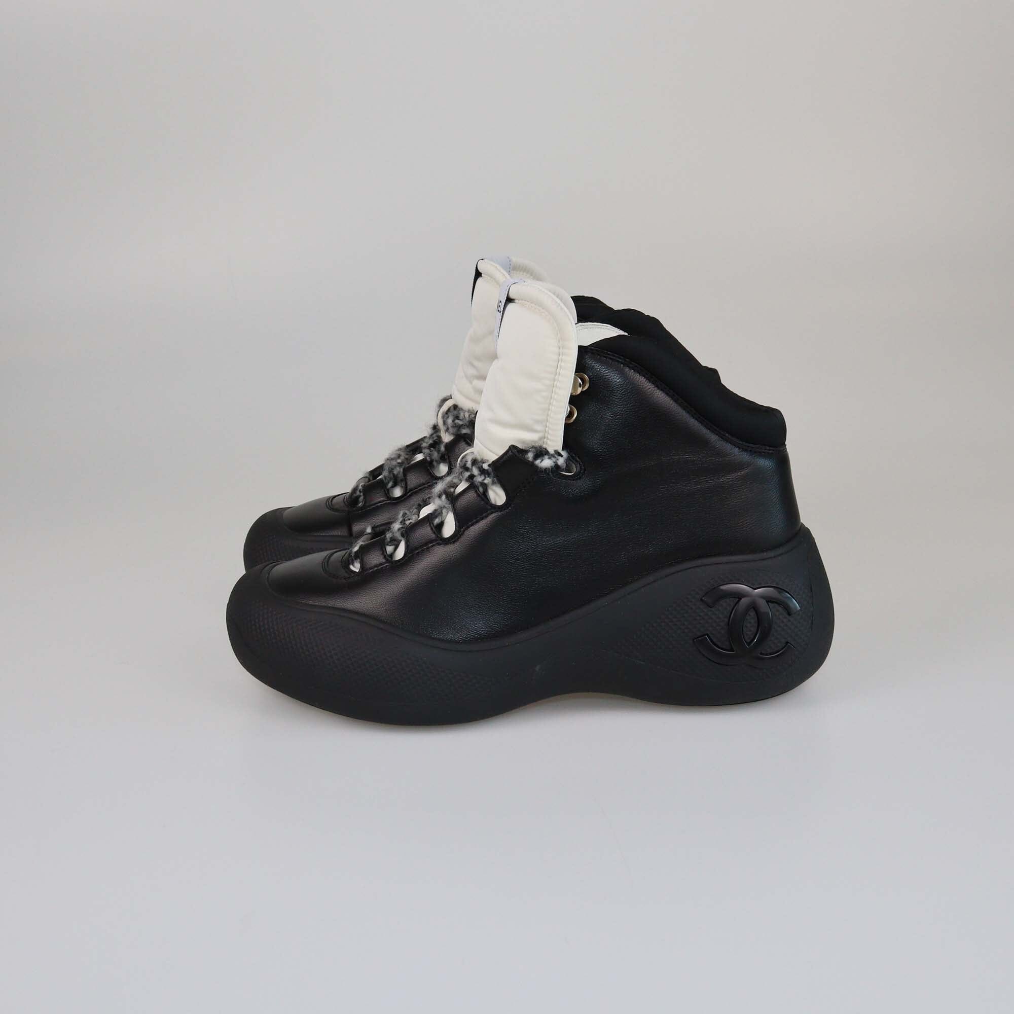 Chanel Black Coco CC Chunky High Top Sneakers Womens Chanel 