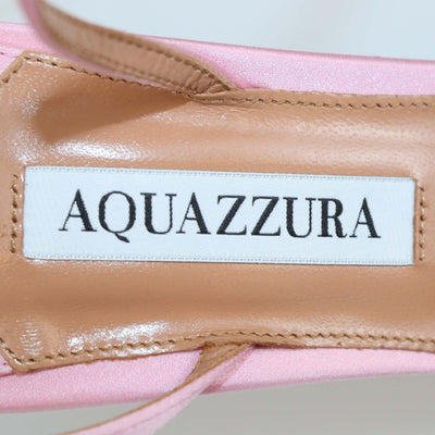 Aquazzura Pink Satin Crystal Embellished Tell Me Ankle Strap Sandals