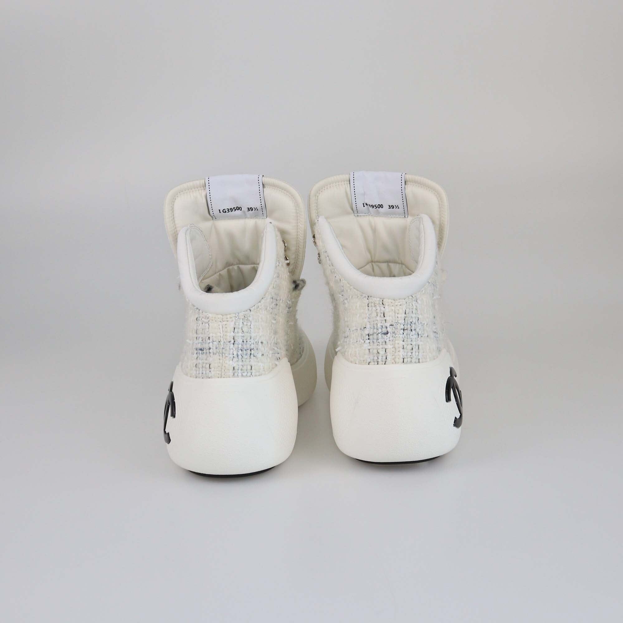 Chanel White Coco Neige CC Chunky High Top Sneakers Womens Chanel 