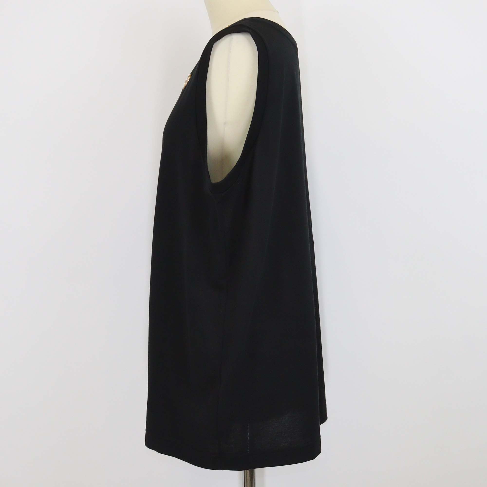 Dolce & Gabbana Black Cotton DG Pearl & Crystal Embellished Tank Top