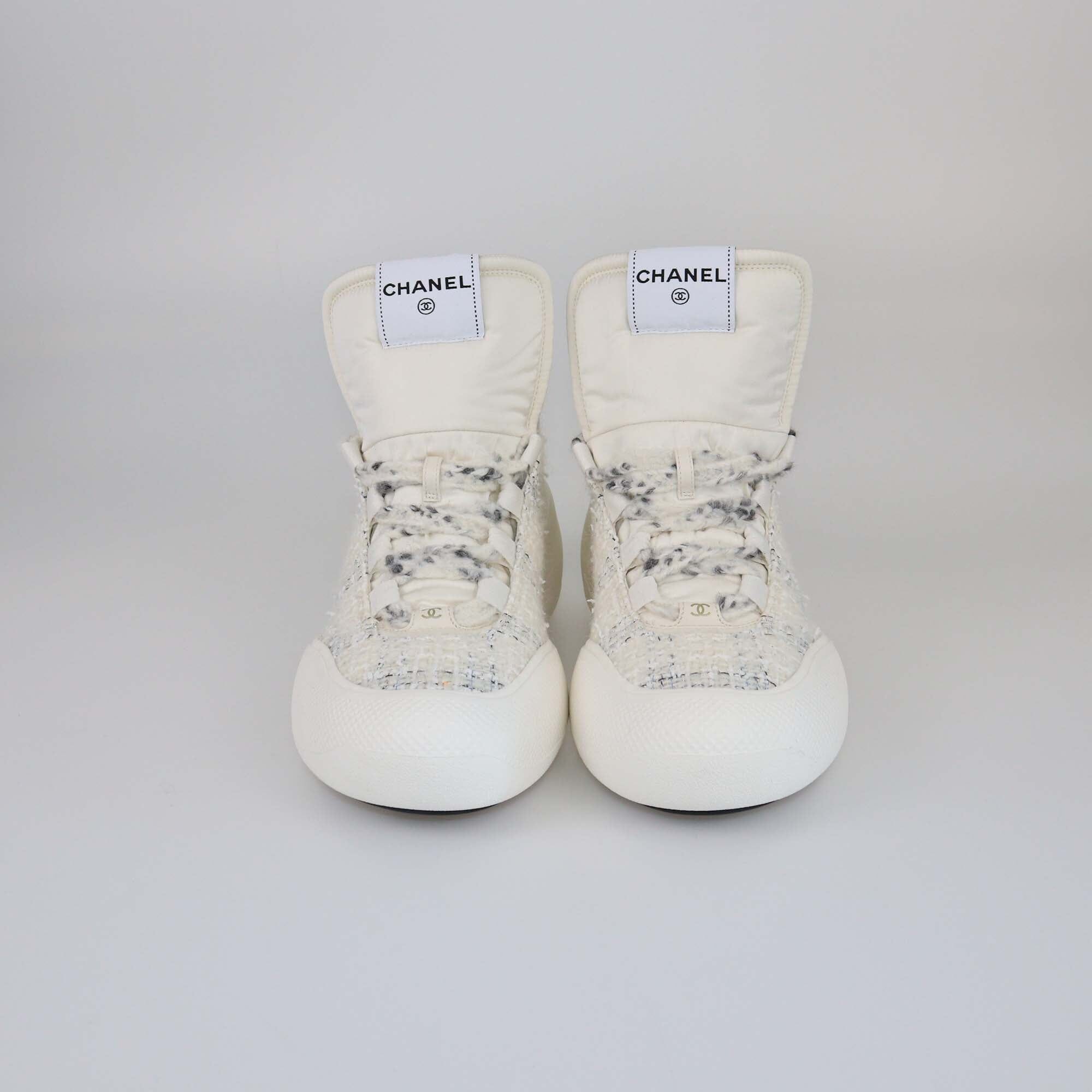 Chanel White Coco Neige CC Chunky High Top Sneakers Womens Chanel 