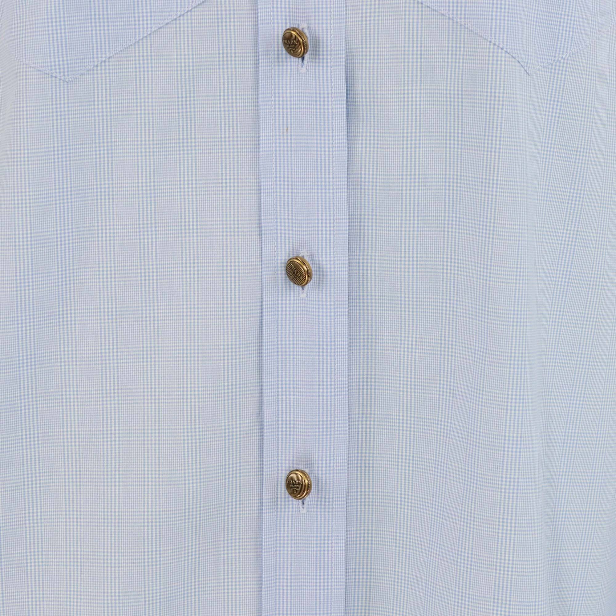 Prada Blue Cotton Checkered Long Sleeve Shirt Womens Prada 
