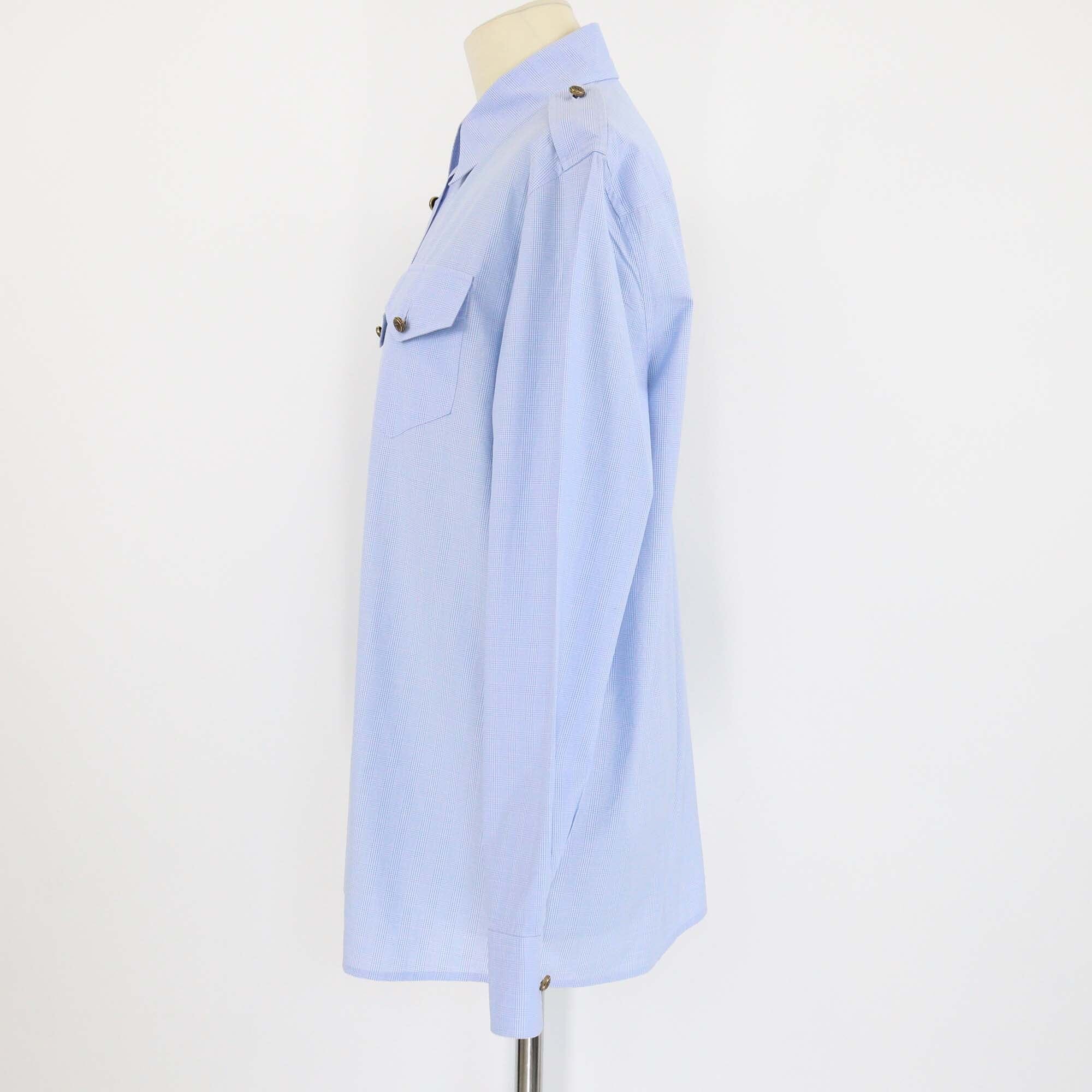 Prada Blue Cotton Checkered Long Sleeve Shirt Womens Prada 