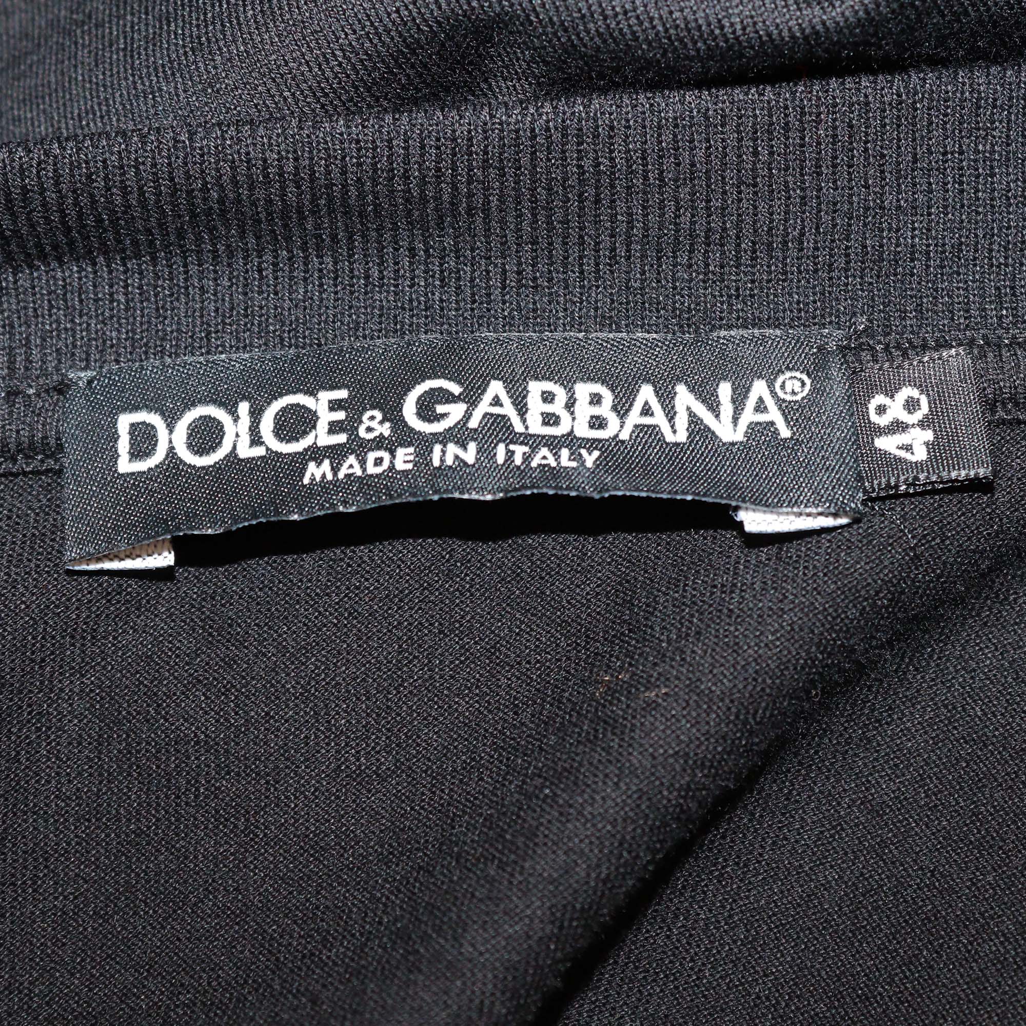 Dolce & Gabbana Black Cotton DG Pearl & Crystal Embellished Tank Top