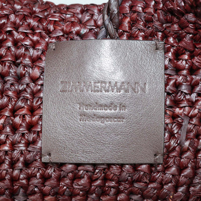 Zimmermann Chocolate Raffia Medium Goldentime Ruffle Tote