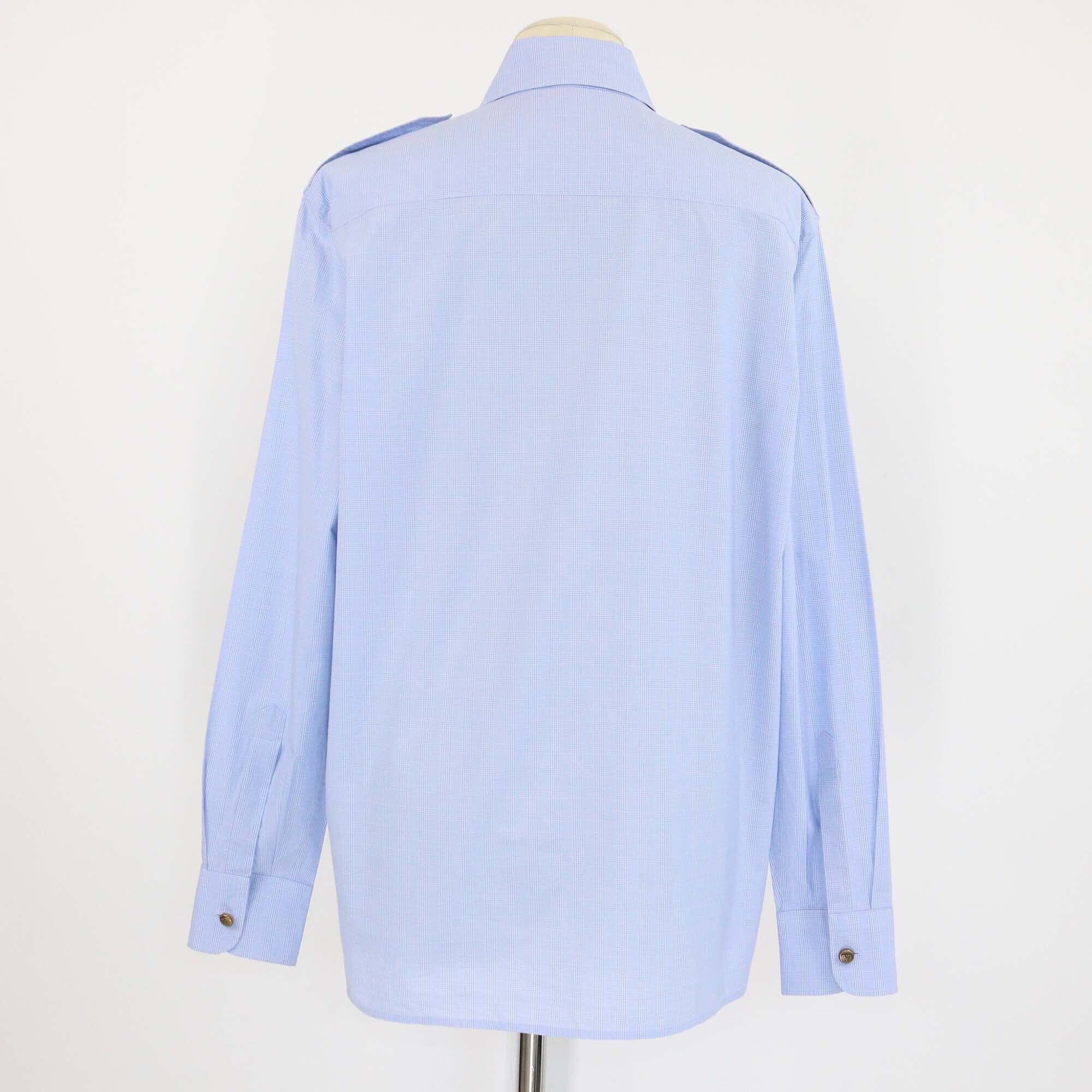 Prada Blue Cotton Checkered Long Sleeve Shirt Womens Prada 