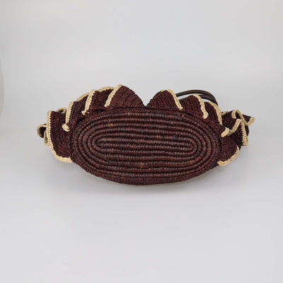 Zimmermann Chocolate Raffia Medium Goldentime Ruffle Tote