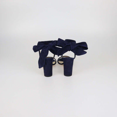 Jimmy Choo Navy Blue Suede Kora Ankle Tie Sandals