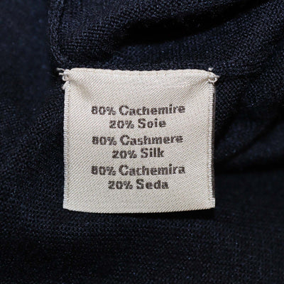 Hermes Navy Blue Cashmere & Silk V Neck Long Sleeve Sweater