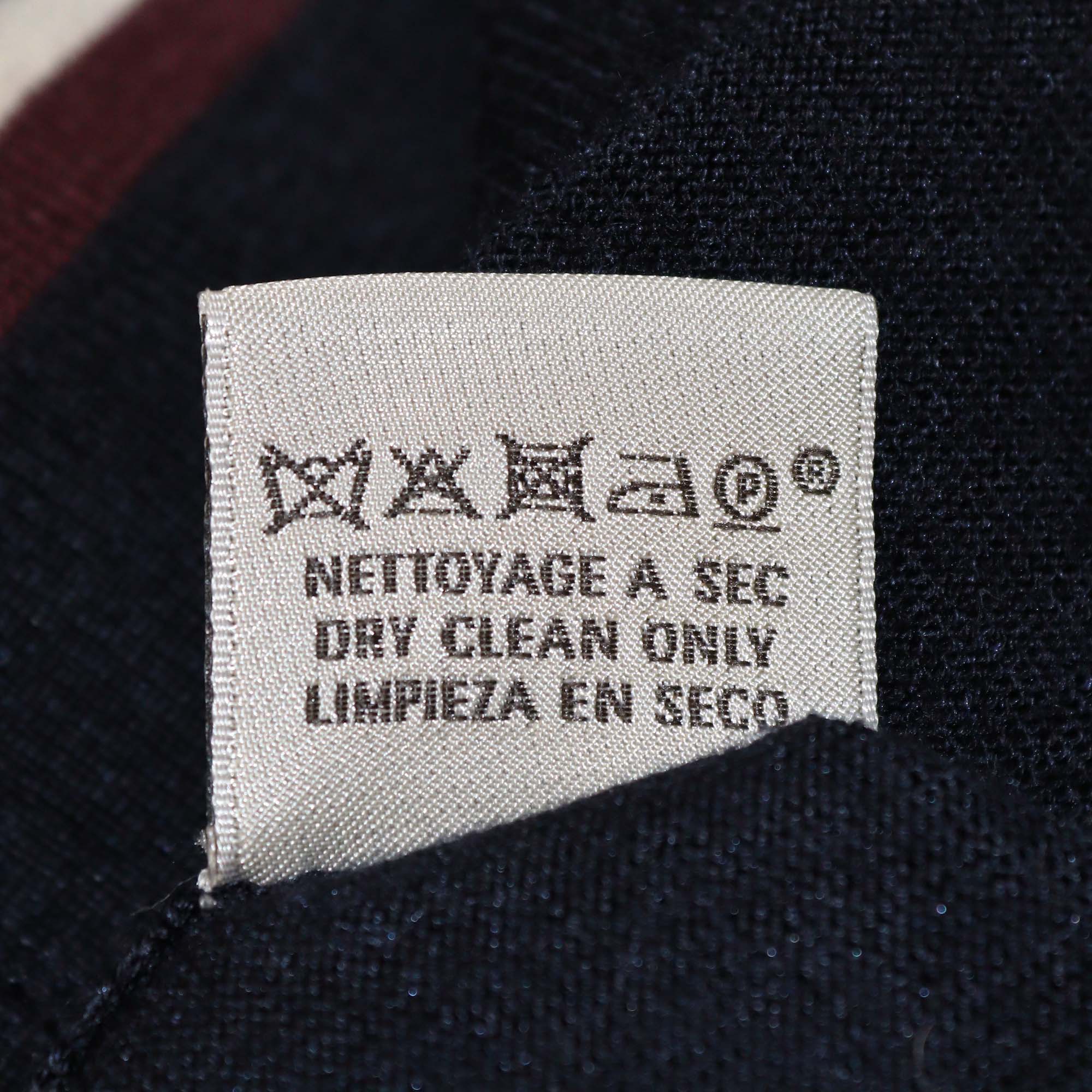 Hermes Navy Blue Cashmere & Silk V Neck Long Sleeve Sweater