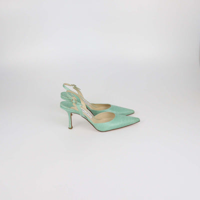 Jimmy Choo Green Lizard Thandi Slingback Pumps