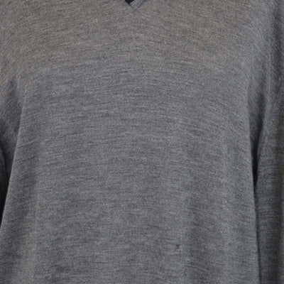 Hermes Grey Cashmere & Silk V Neck Long Sleeve Sweater