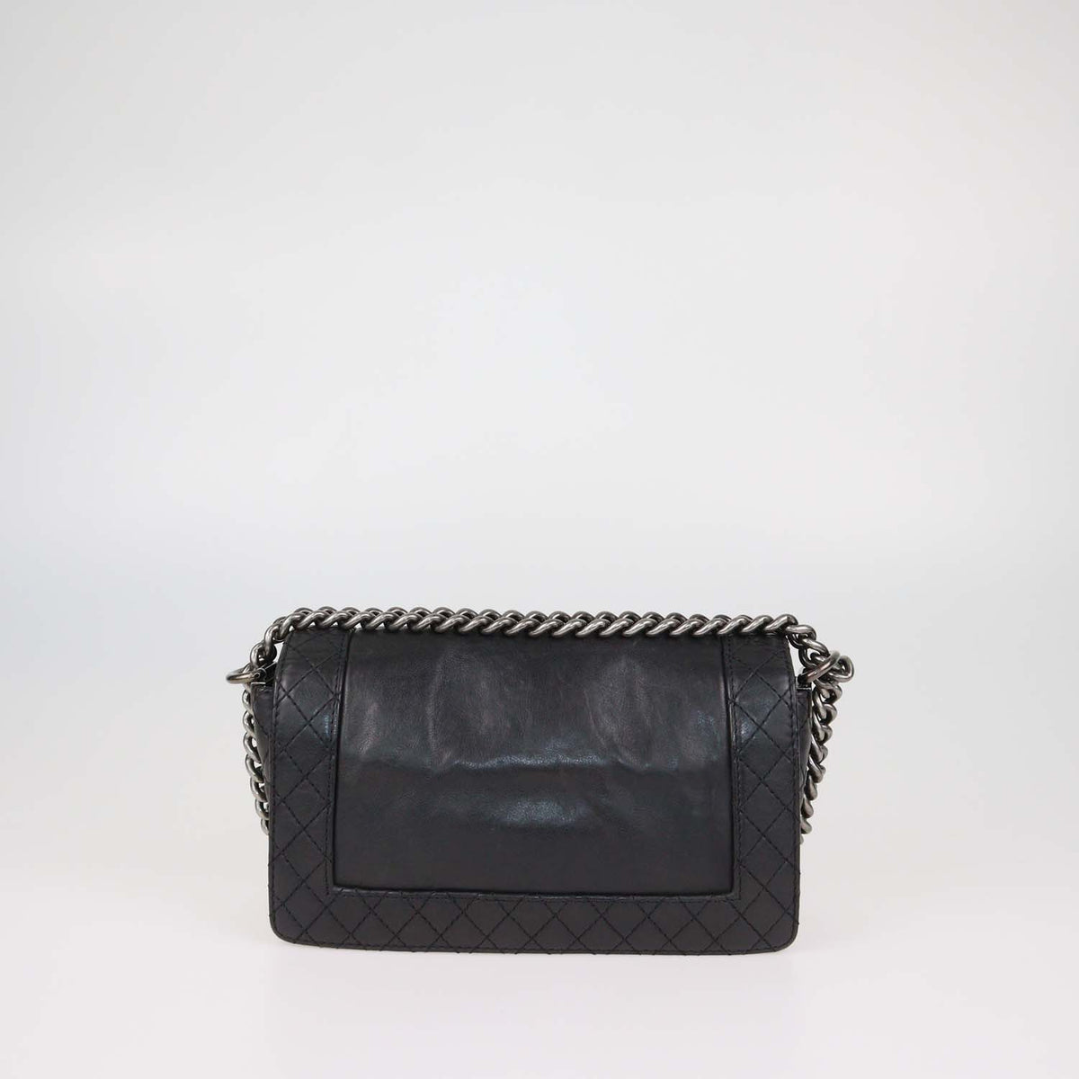 Chanel Black Leather Medium Reverso Boy Flap Bag