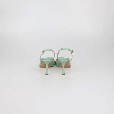 Jimmy Choo Green Lizard Thandi Slingback Pumps