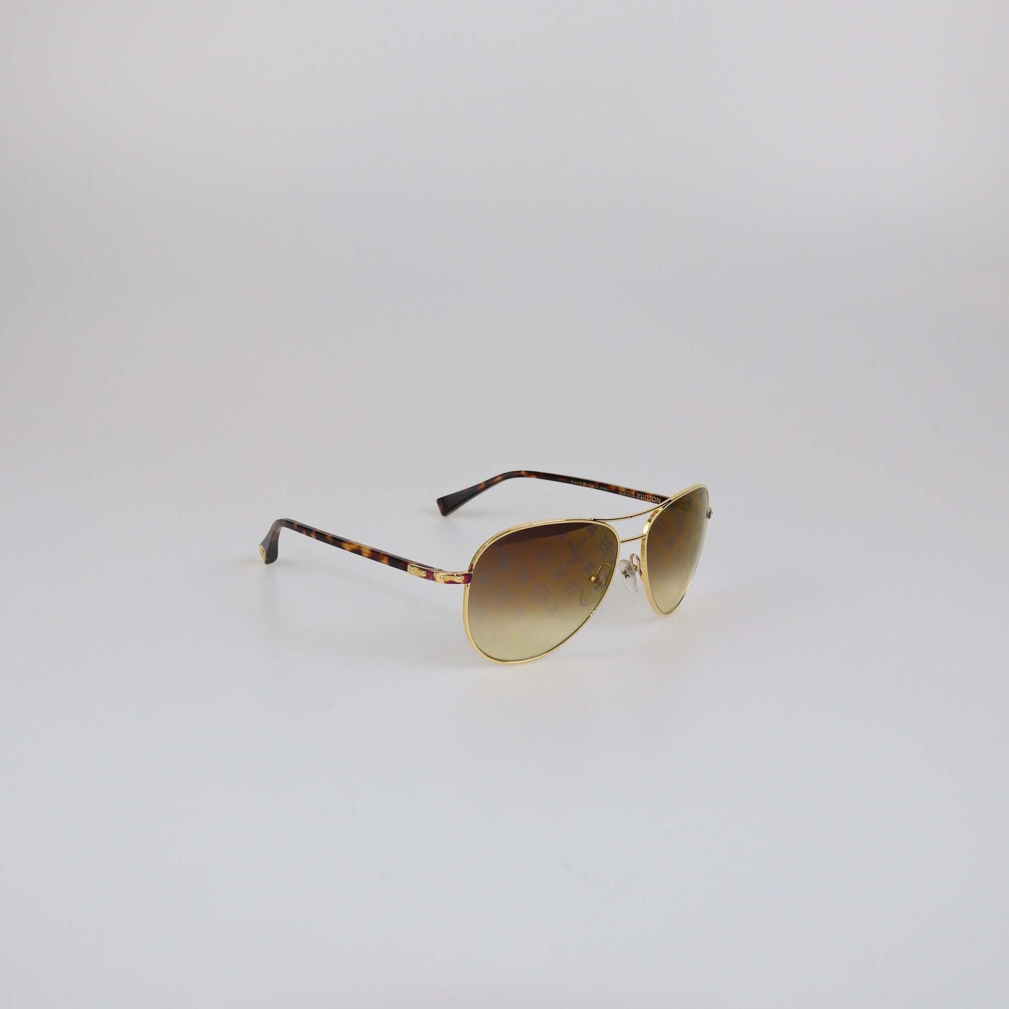 Louis Vuitton Havana/Gold Monogram Mirror Conspiration Aviators Sunglasses Womens Louis Vuitton 