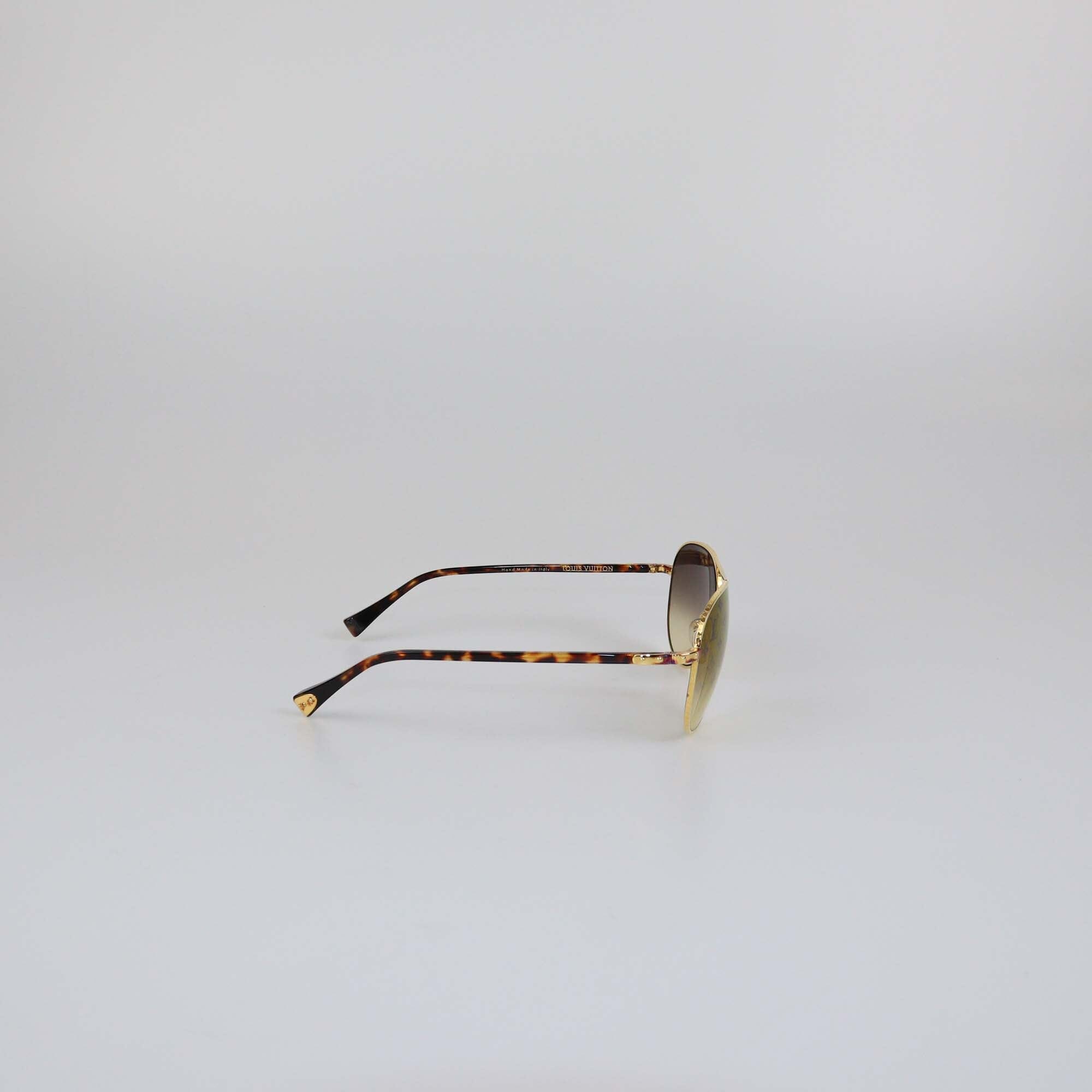 Louis Vuitton Havana/Gold Monogram Mirror Conspiration Aviators Sunglasses Womens Louis Vuitton 