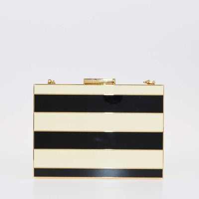 Valentino Black/Ivory Enamel Box Clutch Bag Bags Valentino 