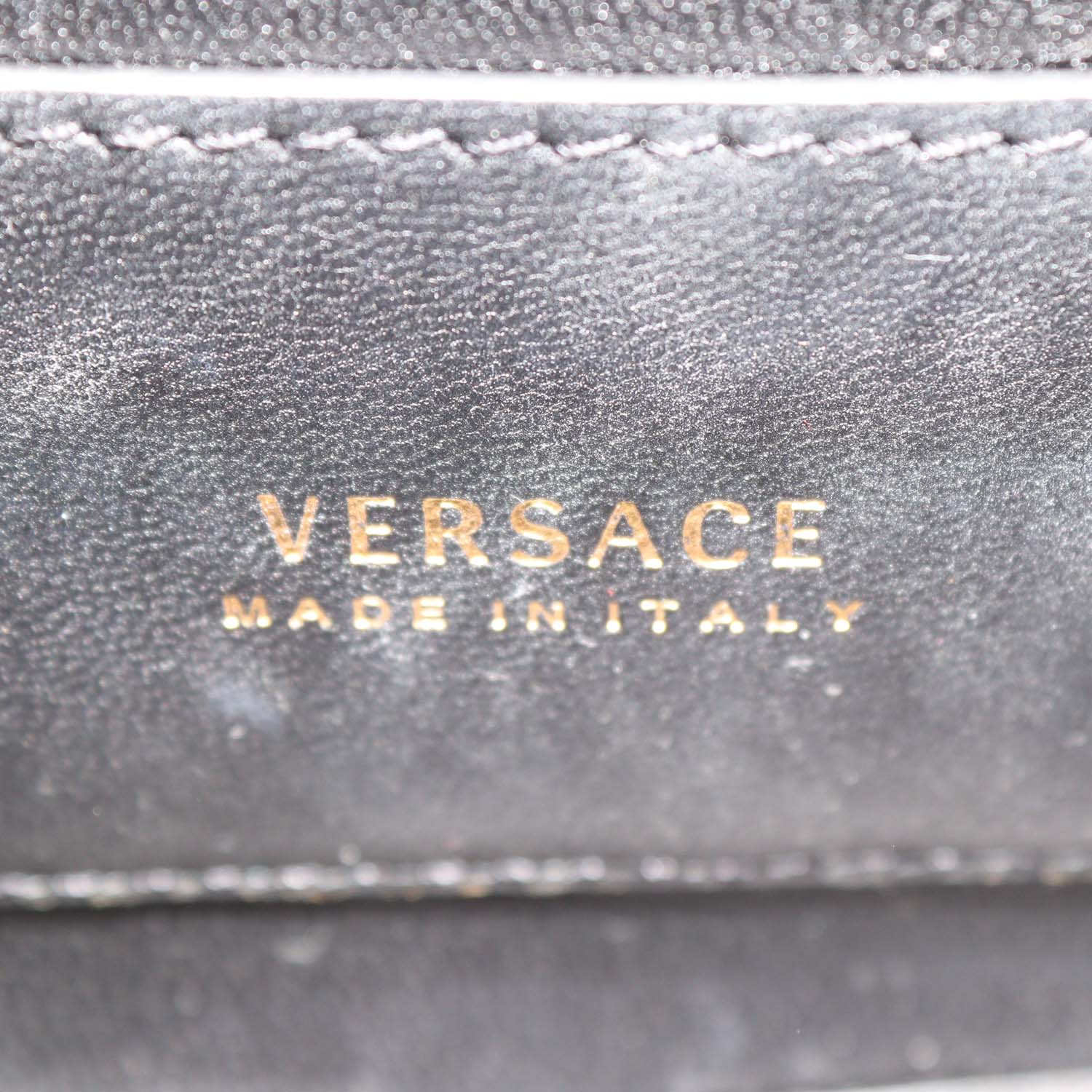 Versace Black Leather Flap Chain Clutch