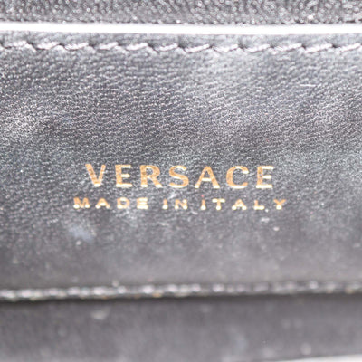 Versace Black Leather Flap Chain Clutch